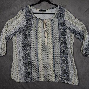 Rose&Olive Boho Paisley long sleeve Blouse Size 3XL